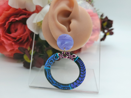 Preview: Blumen Kreis Ohrhänger mit Stecker